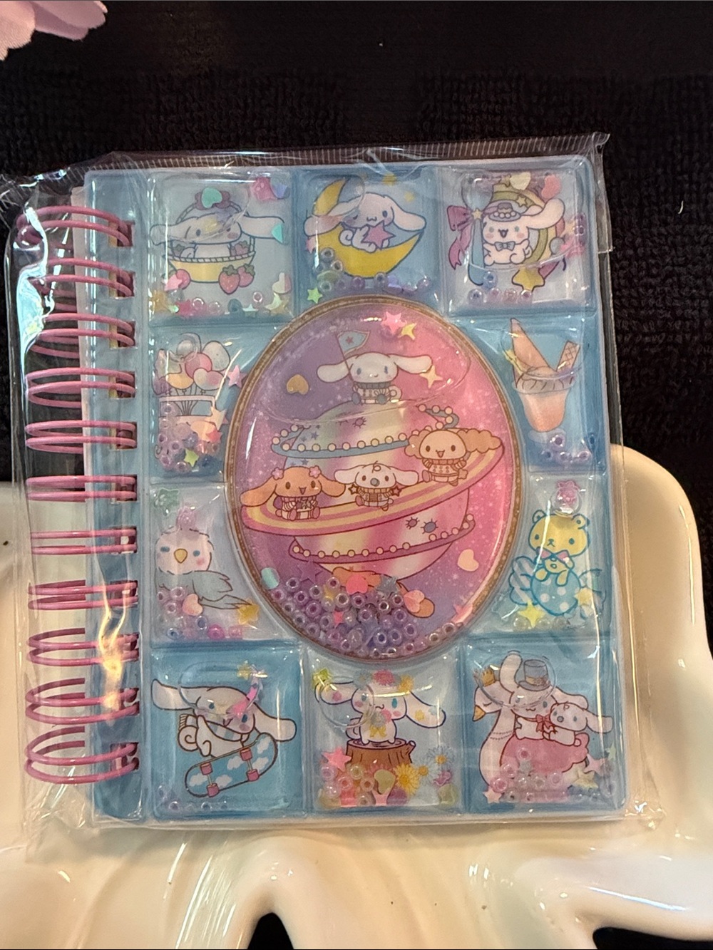 Sanrio Cinnamoroll Blue & Pink Spiral Liquid Bead Notebook